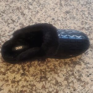 DKNY Black and Blue Fur-Lined Slip-On